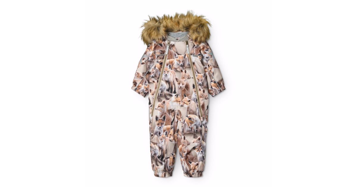 Molo Pyxis fur snowsuit, playing foxes | Kukkuukids