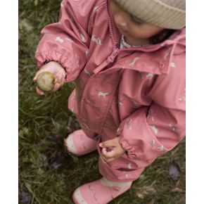 CeLaVi - Rainwear Suit - AOP, w. fleece, brick dust
