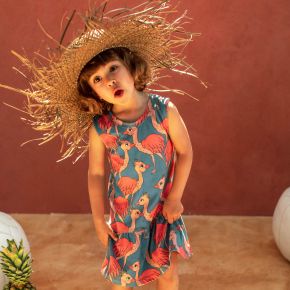 Lady ostrich blue dress