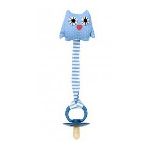Ring blue owl pacifier holder