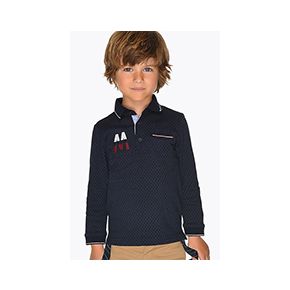 Mayoral long-sleeved polo shirt, navy