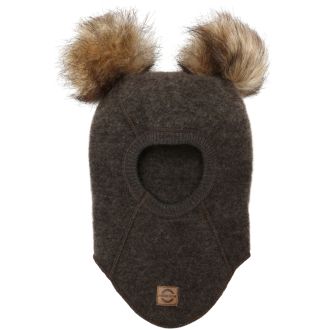 Mikk-line ull balaclava, dark brown melange