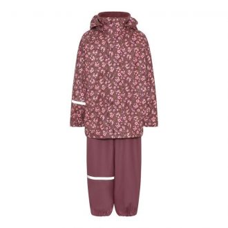 Celavi ofodrat regnkläder set, AOP rose brown