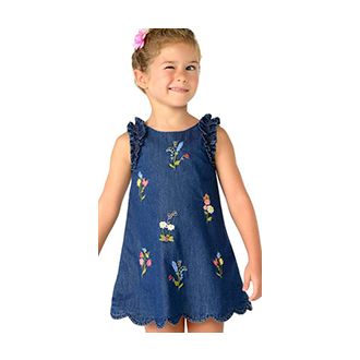 Mayoral embroidered denim dress