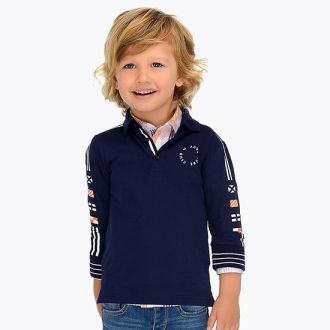 Mayoral printed polo, navy