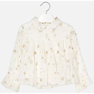 Festive Mayoral chiffon shirt with star patterns